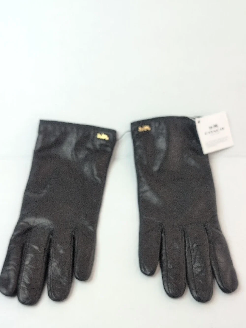 Coach Black Leather Horse And Carriage Tech Gloves NWT